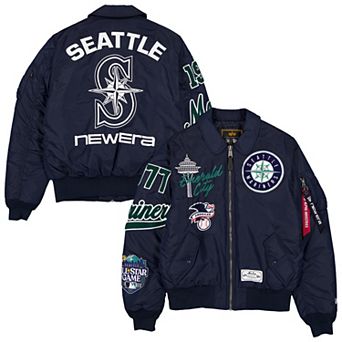 Men's New Era x Alpha Industries Navy Seattle Mariners MA-1 Full-Zip Bomber Jacket