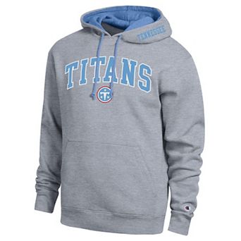 Men's Champion Heather Gray/Light Blue Tennessee Titans Contrast Hoodie