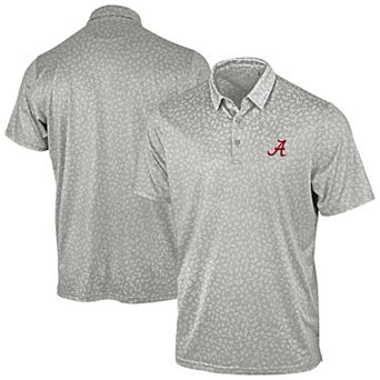 Men's Antigua Gray Alabama Crimson Tide Mono Floral Polo
