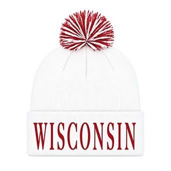 Unisex Under Armour Wisconsin Badgers White Cuffed Knit Hat with Pom