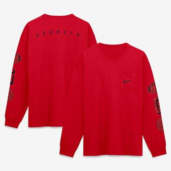 Men's Nike Red Georgia Bulldogs Academic Long Sleeve Pocket T-Shirt