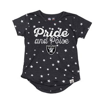 Girls Youth Wes & Willy Black Las Vegas Raiders Shimmer Star T-Shirt