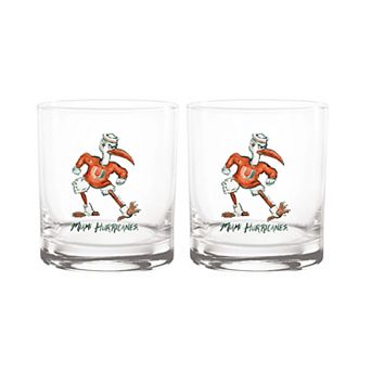 Indigo Falls Miami Hurricanes Laura Wilcox Mascot Rocks Glass Set of 2