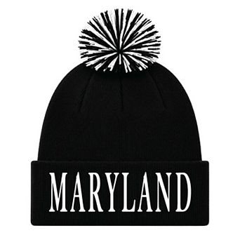 Unisex Under Armour Maryland Terrapins Black Cuffed Knit Hat with Pom