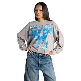 Women's The Wild Collective Gray Detroit Lions Oversized Drop Shoulder Long Sleeve T-Shirt