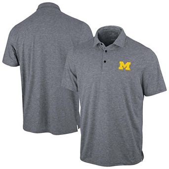 Men's Antigua Heather Navy Michigan Wolverines Static Polo