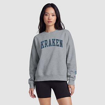 Women's Champion Heather Gray Seattle Kraken Applique Crewneck Sweatshirt