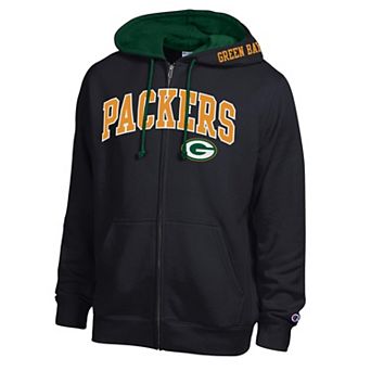 Men's Champion Black/Green Green Bay Packers Full-Zip Hoodie