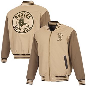 Men's JH Design Tan/Brown Boston Red Sox Reversible Canvas Full-Zip Jacket