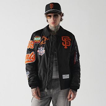 Men's New Era x Alpha Industries Black San Francisco Giants MA-1 Full-Zip Bomber Jacket