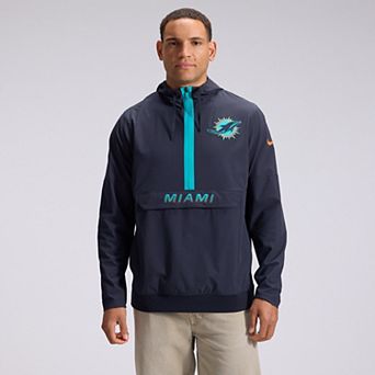 Men's Nike Navy Miami Dolphins Rivalries Collection Sideline Anorak Half-Zip Jacket