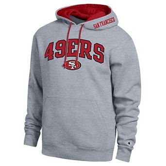 Men's Champion Heather Gray/Scarlet San Francisco 49ers Contrast Hoodie