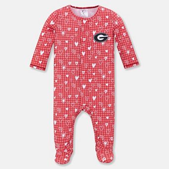 Newborn & Infant ZooZatz Red Georgia Bulldogs Hearts Magnetic Closure Sleeper