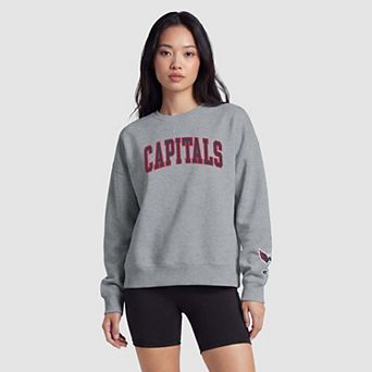 Women's Champion Heather Gray Washington Capitals Applique Crewneck Sweatshirt