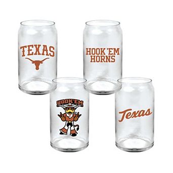 Indigo Falls Texas Longhorns Core Collectors Glass Can 4-Pack Set