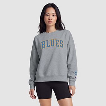 Women's Champion Heather Gray St. Louis Blues Applique Crewneck Sweatshirt