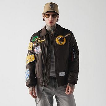 Men's New Era x Alpha Industries Brown San Diego Padres MA-1 Full-Zip Bomber Jacket