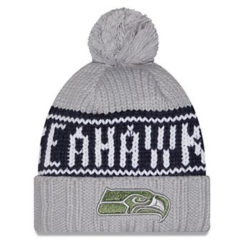 Women's New Era Gray Seattle Seahawks Rivalries Collection Cuffed Knit Hat with Pom