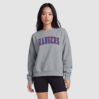 Women's Champion Heather Gray New York Rangers Applique Crewneck Sweatshirt