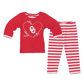 Girls Toddler Wes & Willy Crimson Oklahoma Sooners 2 pc Long Sleeve Top and Pants Set