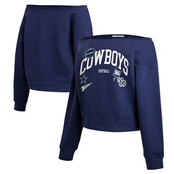 Women's WEAR by Erin Andrews Navy Dallas Cowboys Off-the-Shoulder Sweatshirt