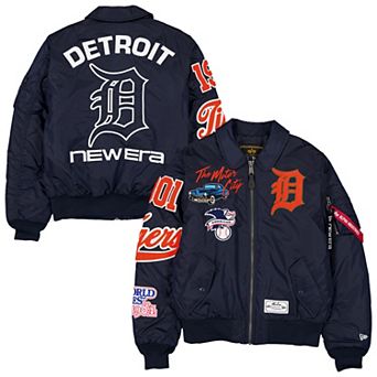 Men's New Era x Alpha Industries Navy Detroit Tigers MA-1 Full-Zip Bomber Jacket