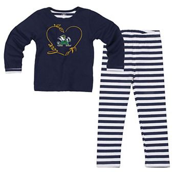 Girls Toddler Wes & Willy Navy Notre Dame Fighting Irish 2 pc Long Sleeve Top and Pants Set