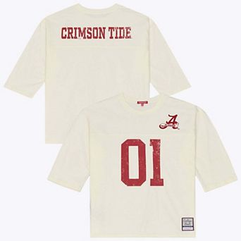Women's Mitchell & Ness Cream Alabama Crimson Tide Retro Roots Oversized 3/4-Sleeve T-Shirt
