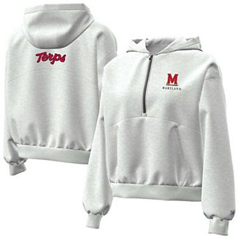 Women's Under Armour Heather Gray Maryland Terrapins Icon Fleece Half-Zip Hoodie