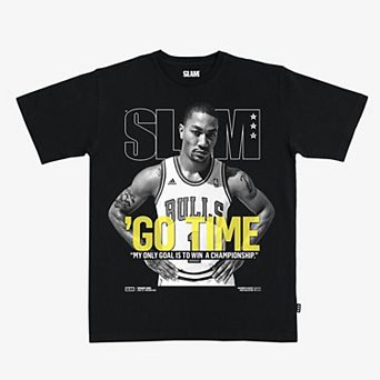 Men's SLAM Derrick Rose Black Chicago Bulls Hardwood Classics Cover Tee