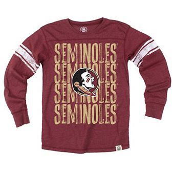 Youth Wes & Willy Garnet Florida State Seminoles Long Sleeve Football Jersey T-Shirt