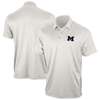 Men's Antigua Gray Michigan Wolverines Eager Polo
