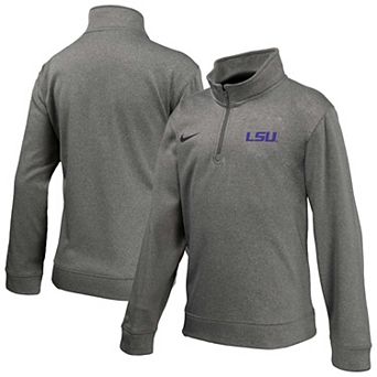Youth Nike Gray LSU Tigers Therma-FIT Quarter-Zip Pullover