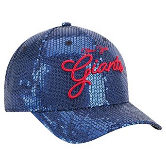 Women's New Era Blue New York Giants Sequin Script 9FORTY Adjustable Hat