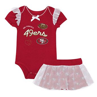 Girls Newborn Outerstuff Scarlet San Francisco 49ers Melted Hearts Printed Bodysuit and Skirt Set