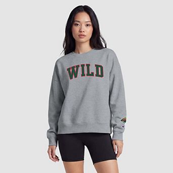 Women's Champion Heather Gray Minnesota Wild Applique Crewneck Sweatshirt