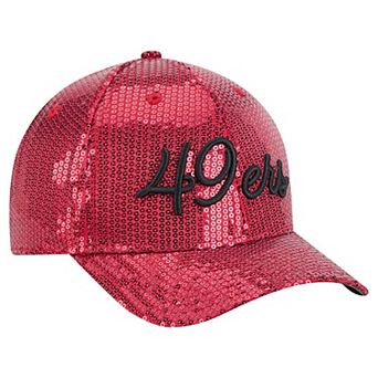Women's New Era Scarlet San Francisco 49ers Sequin Script 9FORTY Adjustable Hat