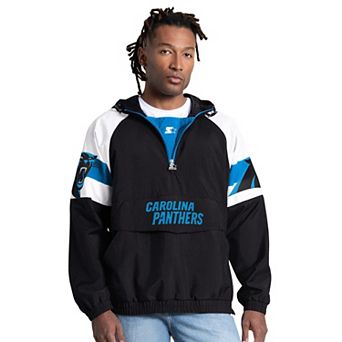 Men's Starter Black Carolina Panthers Street Cut Half-Zip Jacket