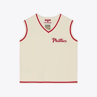Women's Mitchell & Ness Cream Philadelphia Phillies Cooperstown Collection Retro Roots Sweater Vest
