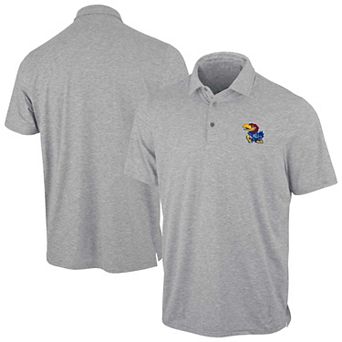 Men's Antigua Heather Gray Kansas Jayhawks Static Polo
