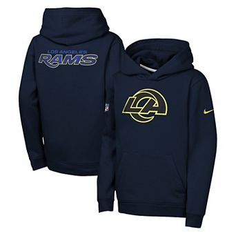 Youth Nike Dark Blue Los Angeles Rams Rivalries Collection Sideline Club Fleece Pullover Hoodie