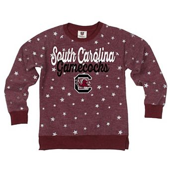 Girls Youth Wes & Willy Garnet South Carolina Gamecocks Shimmer Star Reverse Fleece Sweatshirt