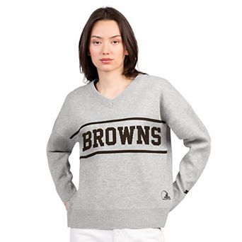 Women's Starter Gray Cleveland Browns Best Shot V-Neck Sweater