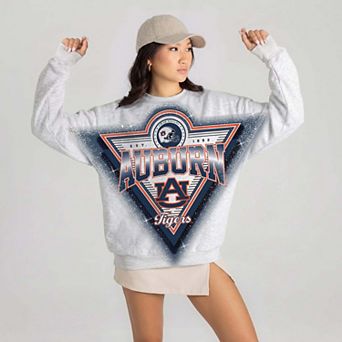 Women's Gameday Couture Heather Gray Auburn Tigers Chasing Victory Rhinestone Spray Oversized Fleece Sweatshirt
