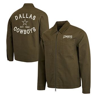 Men's Darius Rucker Collection by Fanatics Olive Dallas Cowboys Brushed Canvas Full-Zip Jacket