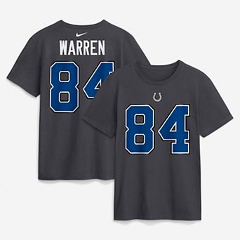 Men's Nike Tyler Warren Anthracite Indianapolis Colts 2026 Rivalries Collection Player Name & Number T-Shirt