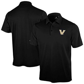 Men's Antigua Black Vanderbilt Commodores Unshakeable Solid Polo