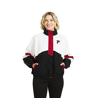Women's WEAR by Erin Andrews White/Black Atlanta Falcons Crinkle Full-Snap Hooded Windbreaker Jacket