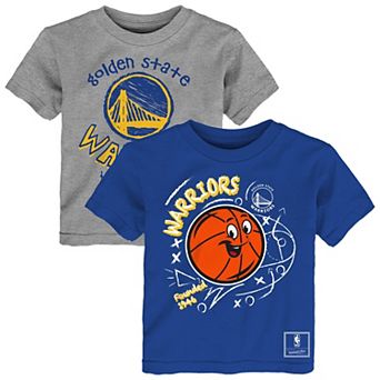 Toddler Mitchell & Ness Royal/Heather Gray Golden State Warriors Two-Pack Sketched Up T-Shirt Set