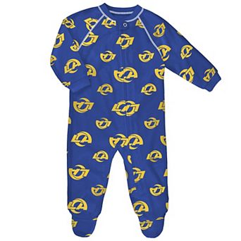 Newborn & Infant Royal Los Angeles Rams Allover Print Raglan Full-Zip Sleeper